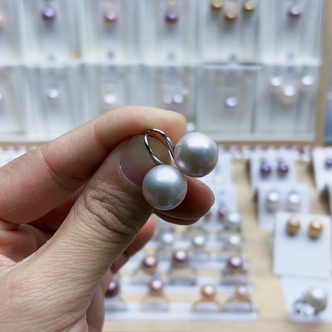 淡水珍珠耳饰银S925镶嵌