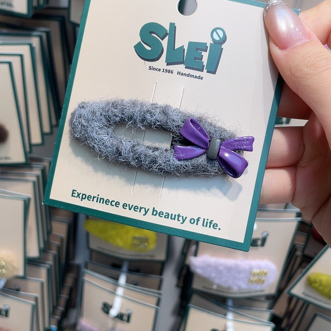 布艺非金属灰色紫蝴蝶结