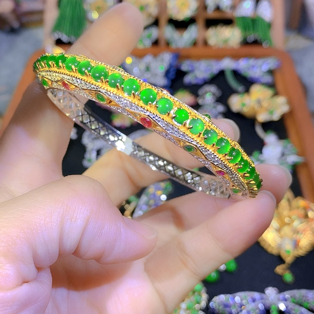 吊坠(不含链)银S925镶嵌翡翠