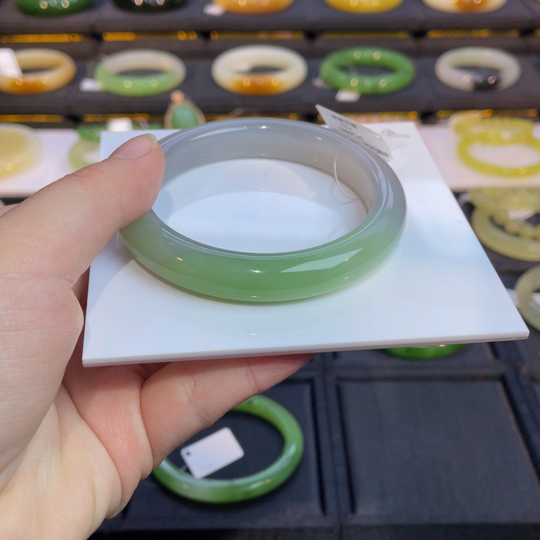 和田玉手镯未镶嵌紫翠手镯5758