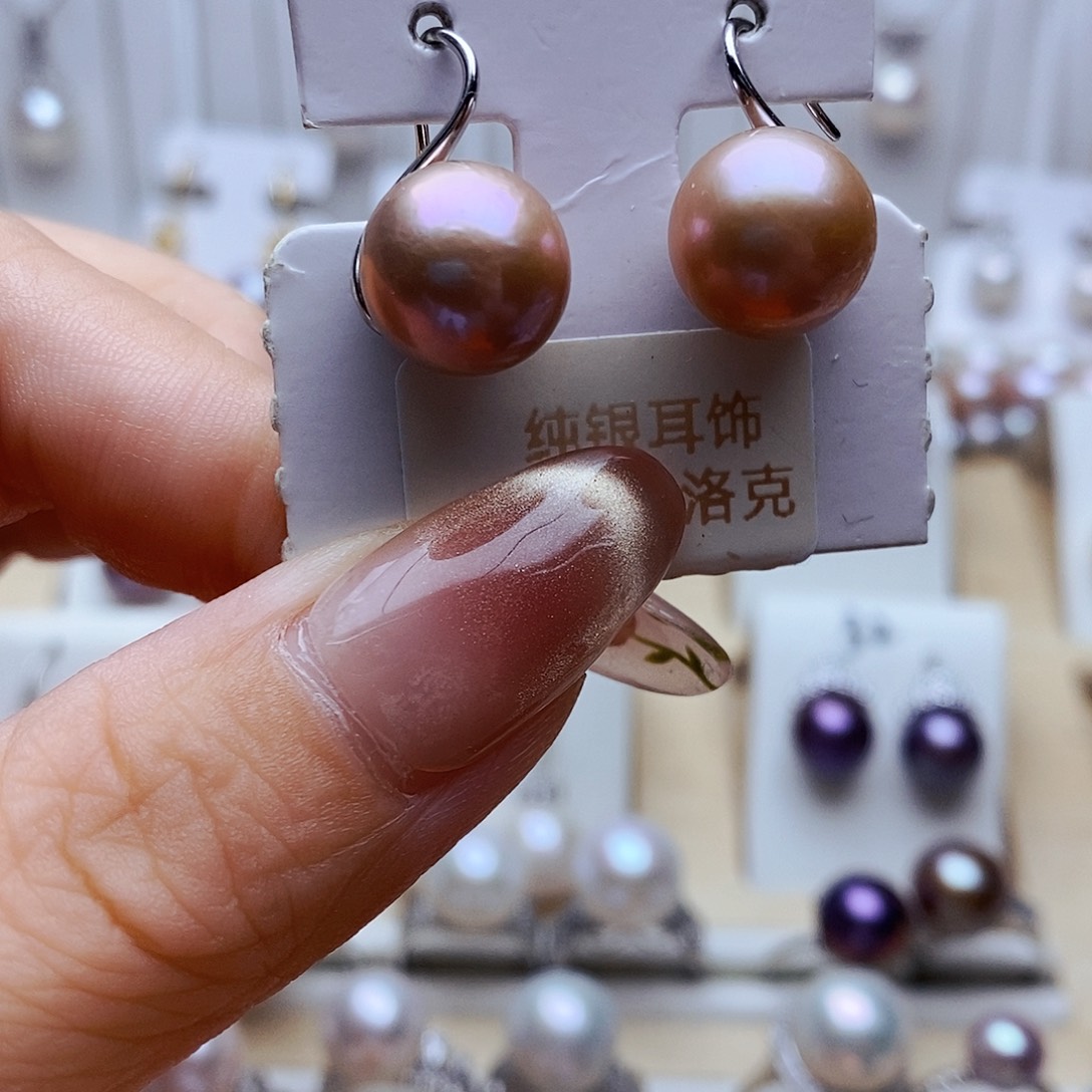 淡水珍珠耳饰银S925镶嵌
