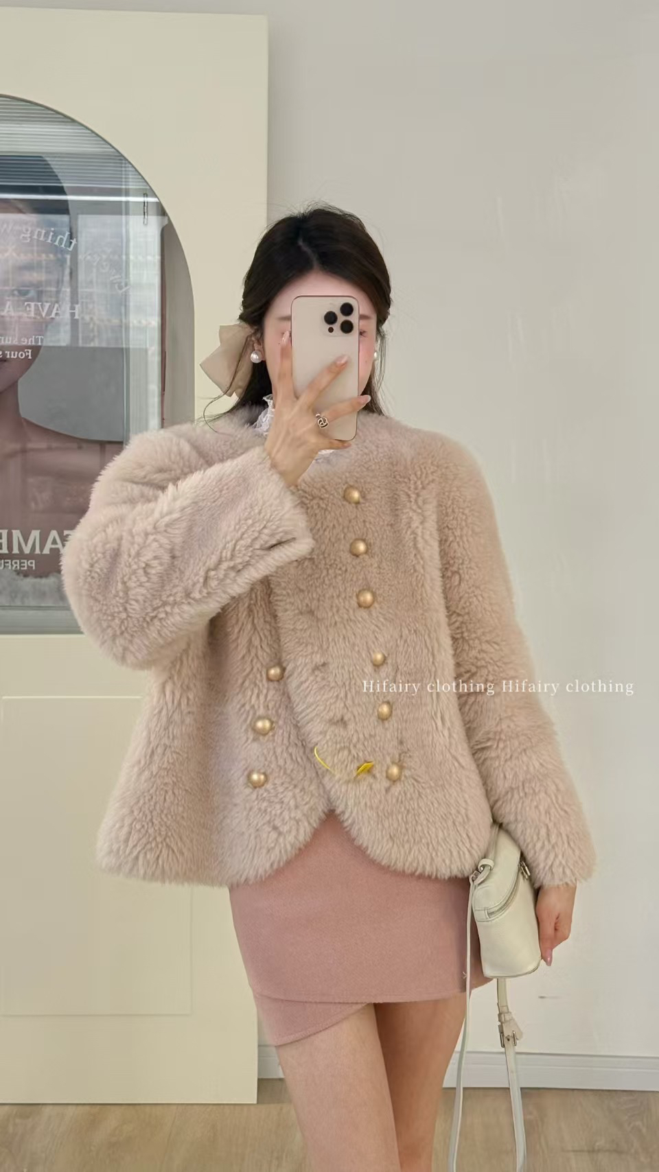 Hifairy·樱花粉粉托卡毛绒外套