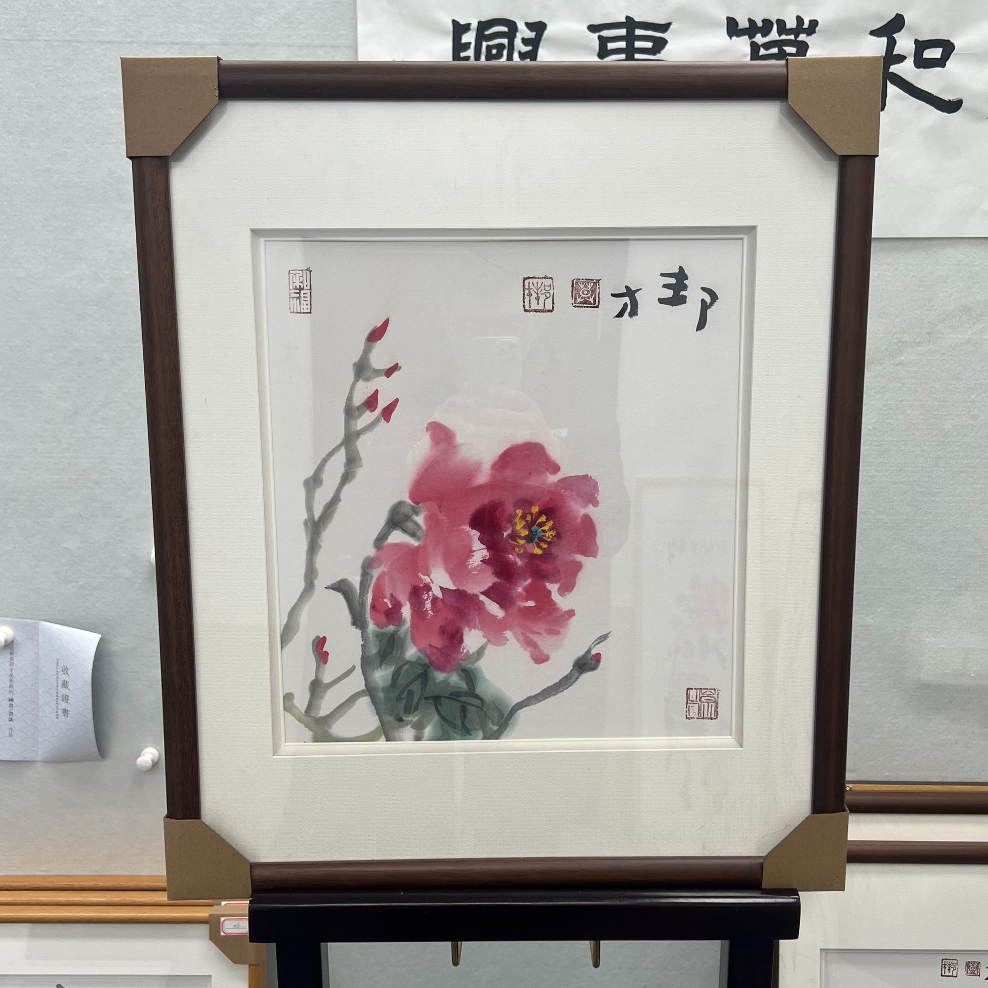 06（带框）莫邦才老师精品花鸟作品宠粉/尺寸55*55/实木画框