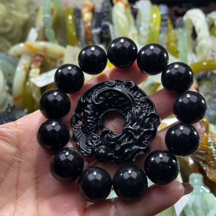 岫玉未镶嵌手链卡16