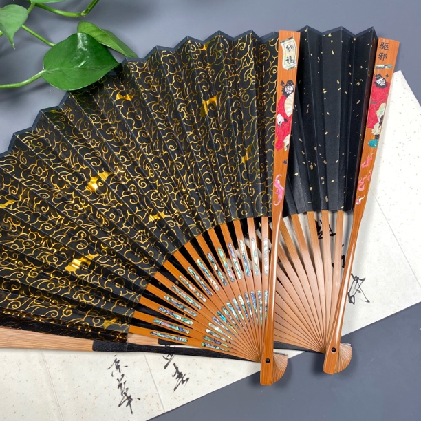 程莹精工钟魁三合青老玉竹古方头95寸16方2.0（扇面随机默认不粘）