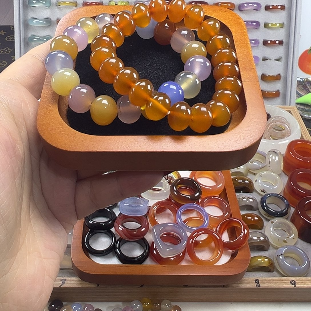 玛瑙/玉髓未镶嵌戒指B1手串两个拍三单