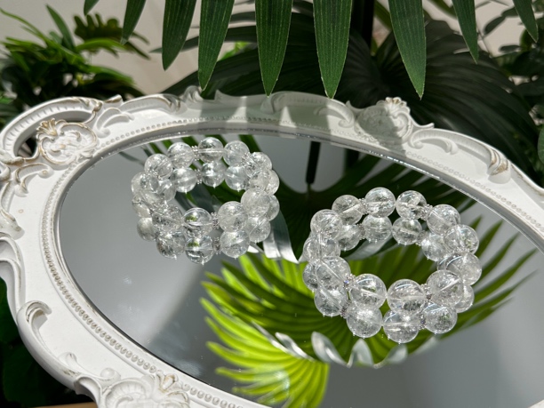 【柚金手作】15mm左右白阿赛水晶手串多样性发一