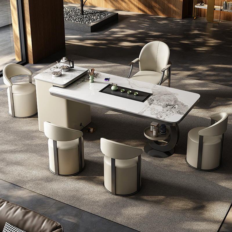 轻奢简约岩板阳台茶桌椅组合高级感办公小茶几客厅家用烧水壶一体