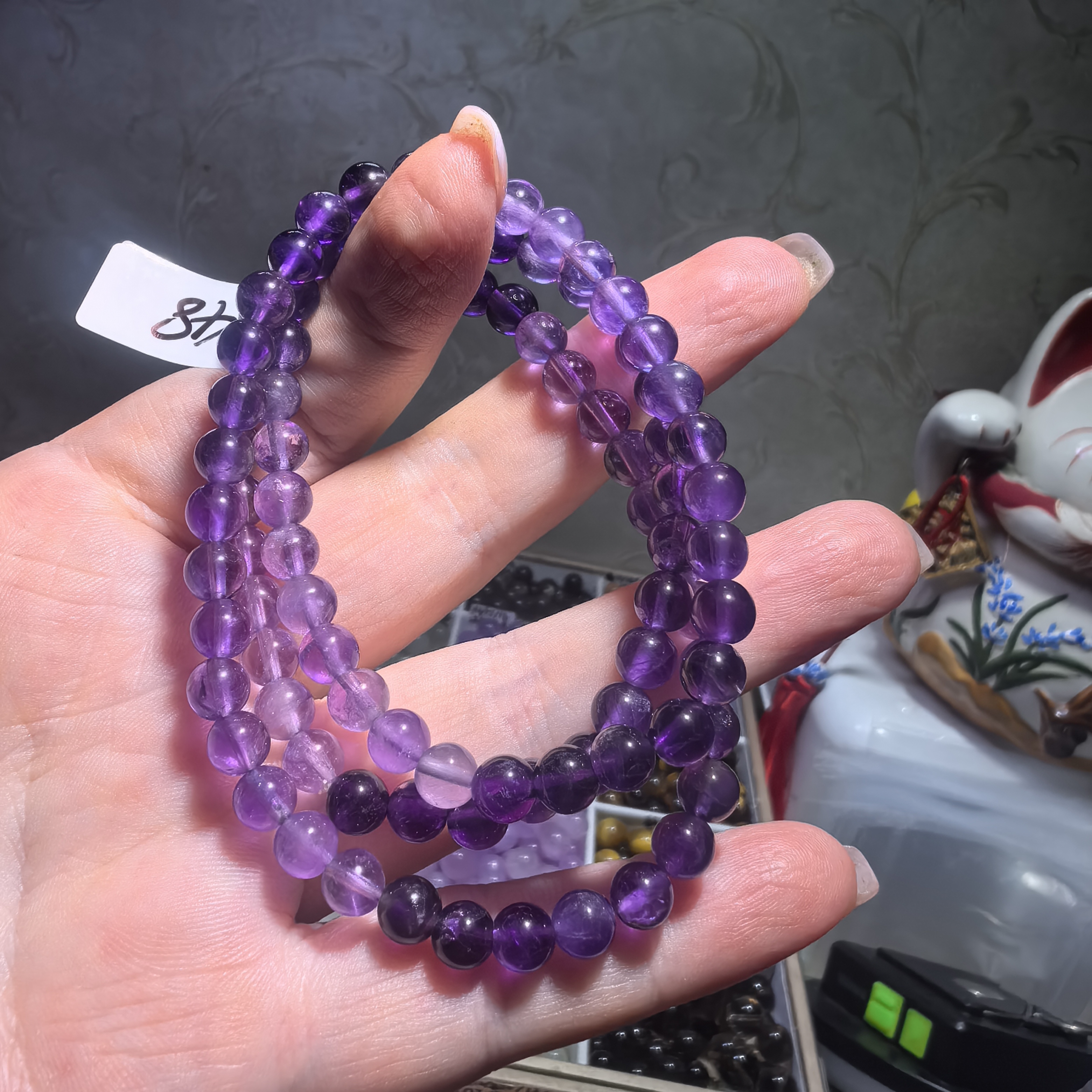 渐变乌拉圭紫水晶6mm三圈手串