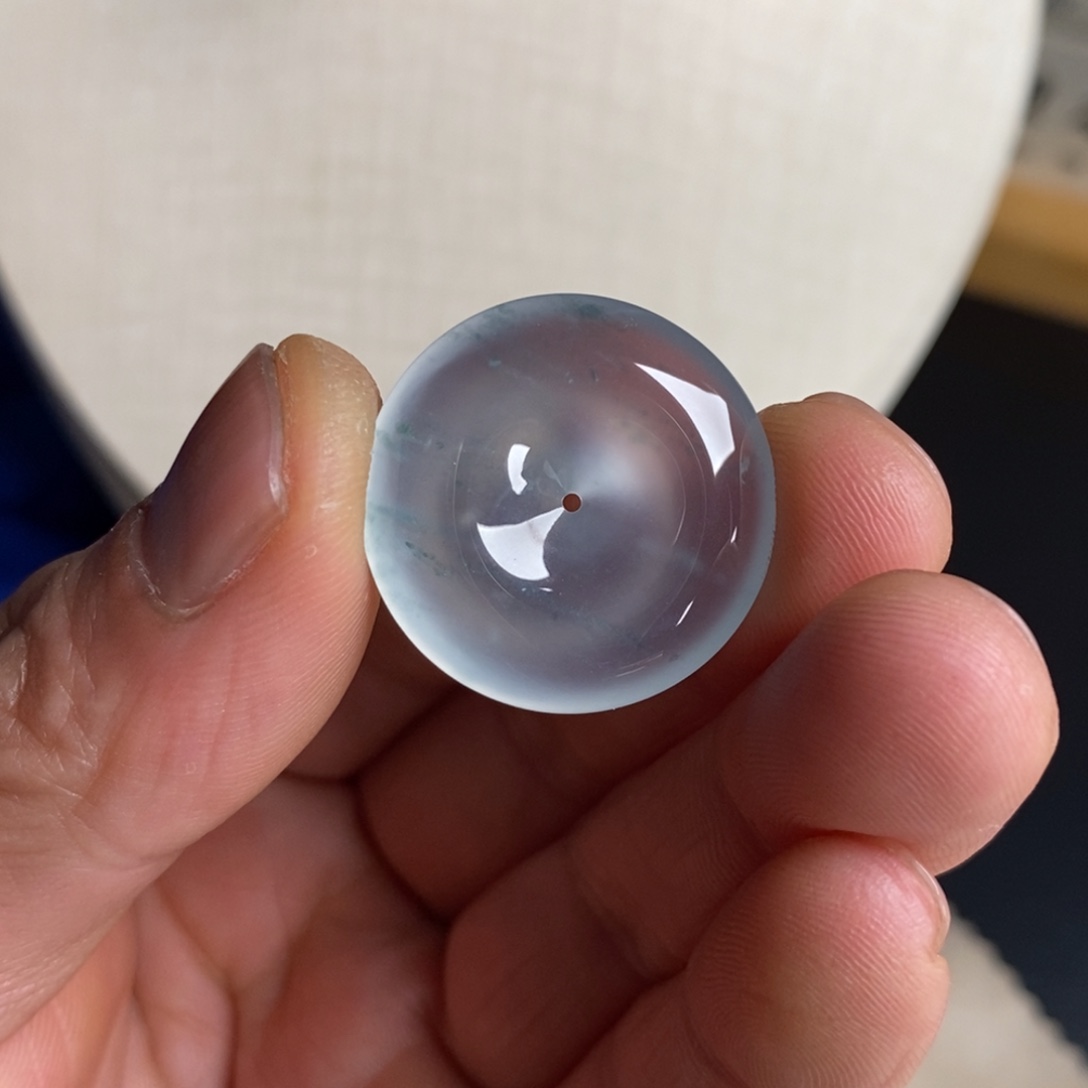 翡翠未镶嵌颈饰玻璃底强光感飘花平安扣25-5