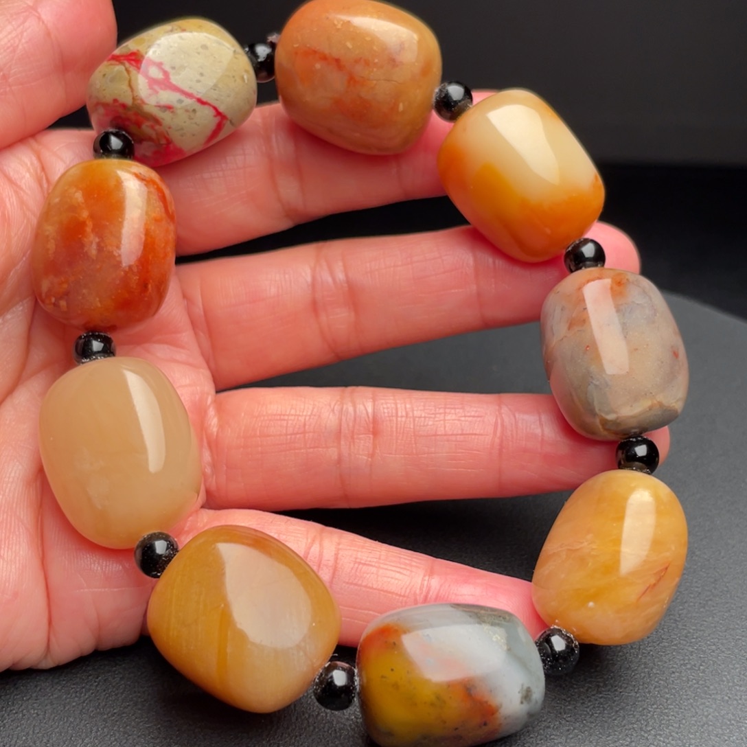 澰***田黄石昌化石手把件多宝手串