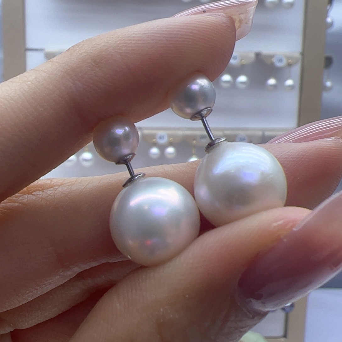 淡水珍珠耳饰银S925镶嵌