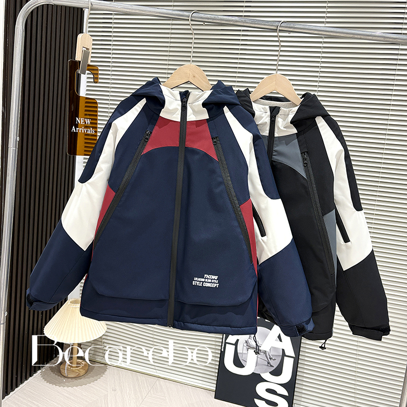 【拼色】青少年童装男童秋冬外套大童冬季保暖夹棉加厚男孩冲锋衣服