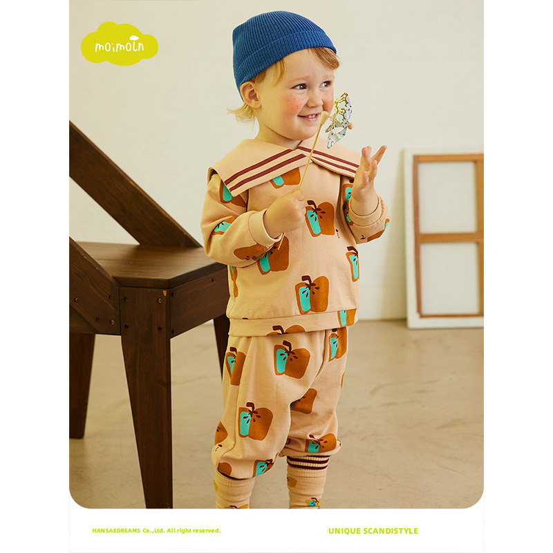 moimoln小云朵童装春季男童时尚套装上衣裤子两件套