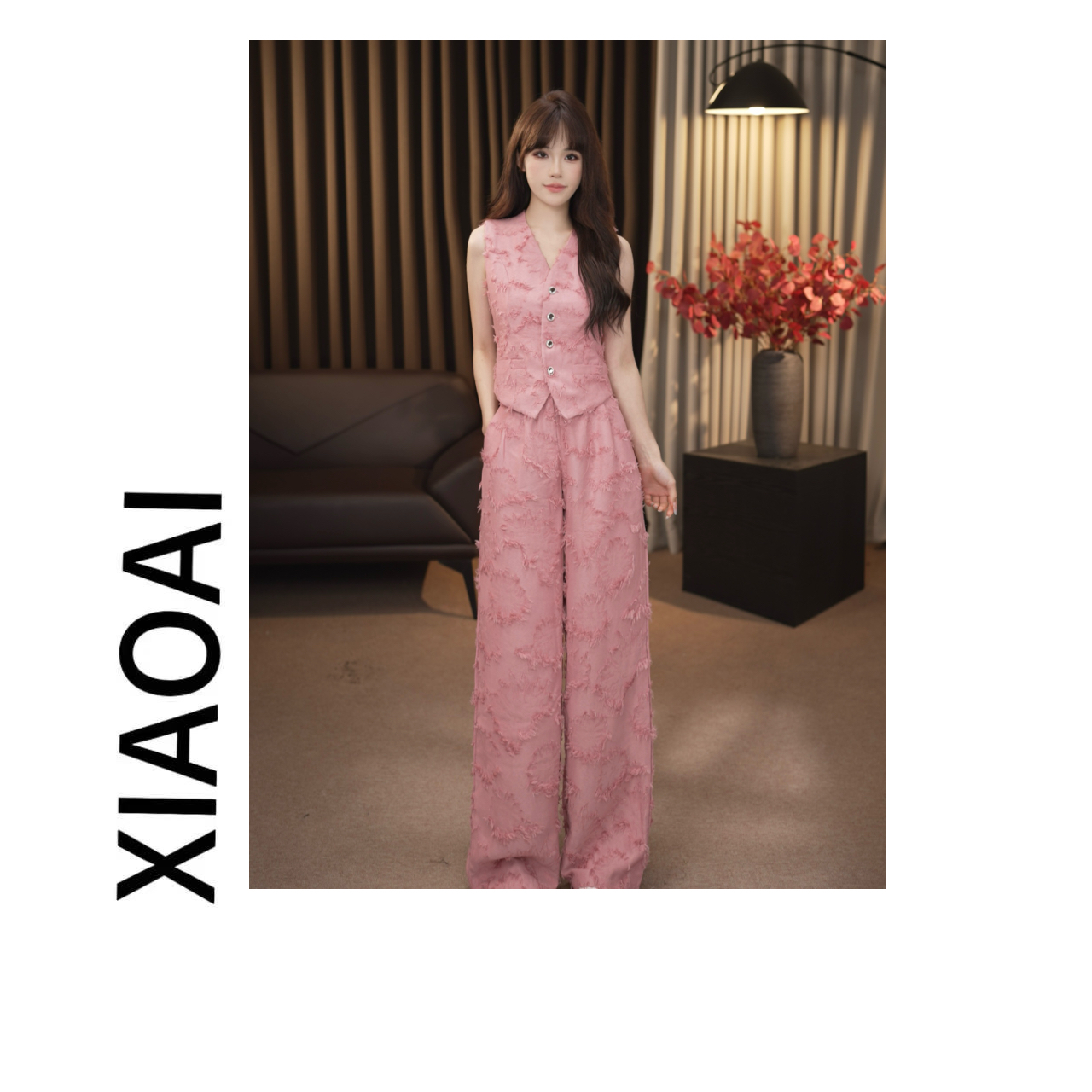 [XIAOAI]气质无袖背心女夏季新款显瘦套装A20096