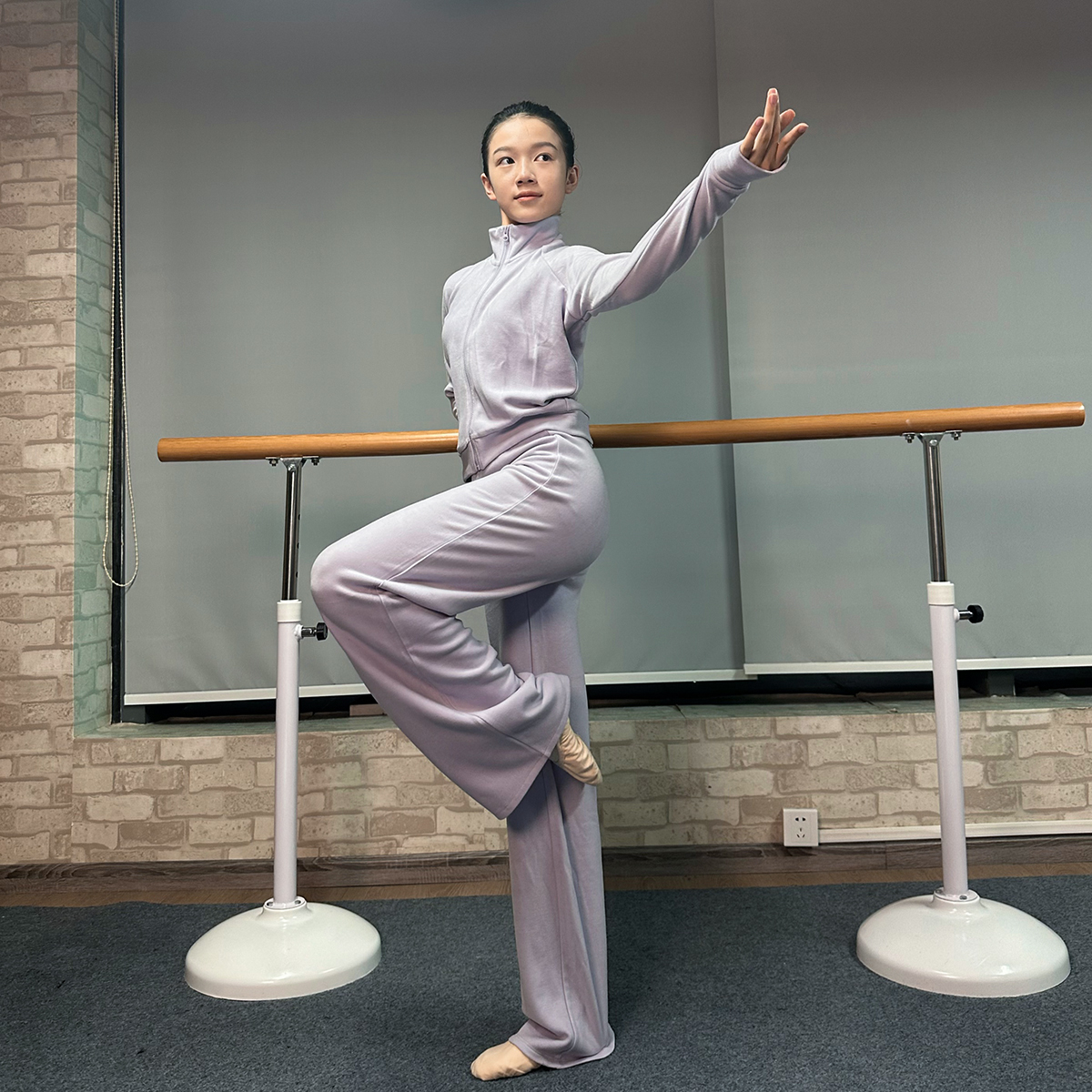 加厚舞蹈运动套装女童秋冬长袖分体运动艺考练功形体服