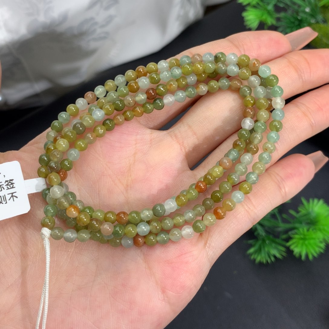 翡翠手链未镶嵌卡3.7冰胶多宝项链