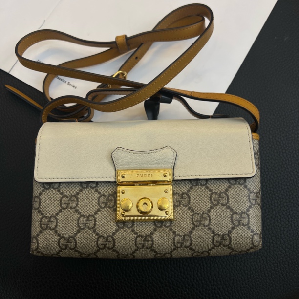 90新 GUCCI/古驰 大麦中古/gucci老花拼色月光宝盒/斜挎包