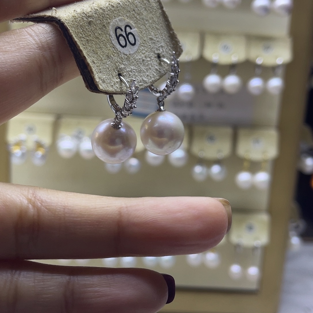 银S925镶嵌淡水珍珠耳饰