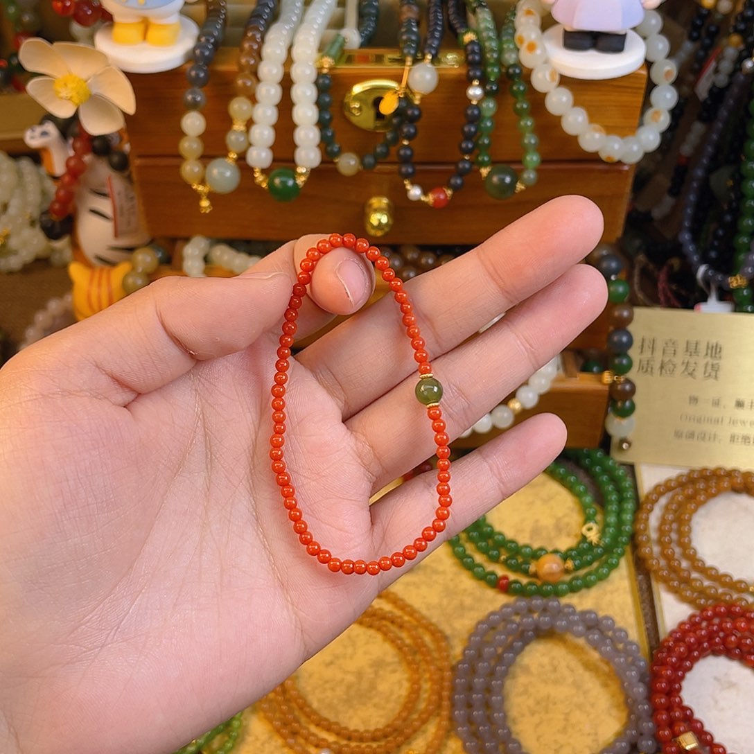 南红玛瑙单圈手串未镶嵌