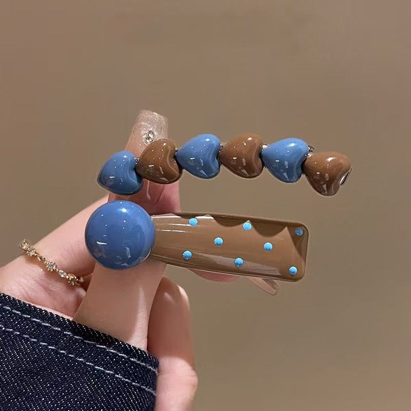 海盐奶咖~发夹女爱心边夹前额一字发卡碎发刘海夹子头饰2025新款