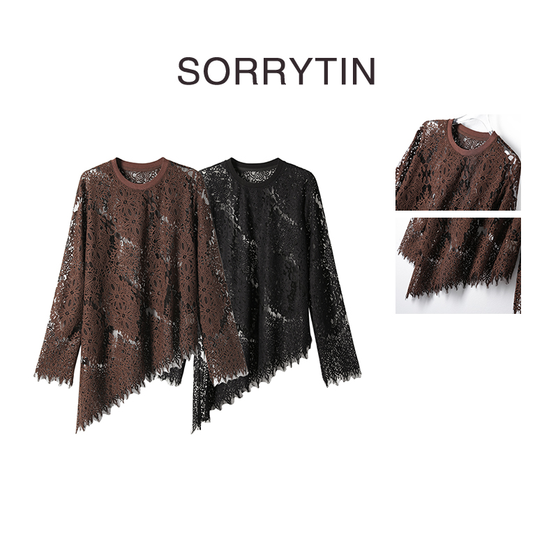 《春宛央》SORRYTIN 上身美的挪不开眼 不规则镂空钩花蕾丝衫