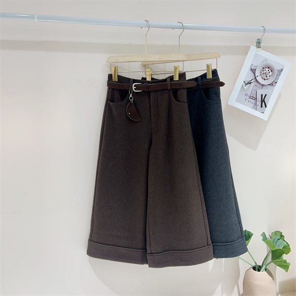 【璐然圣创】简约百显瘦搭混纺阔腿休闲裤258083