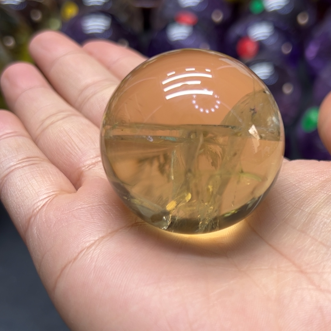 珠宝半成品水晶未镶嵌MM黄水晶球L1779