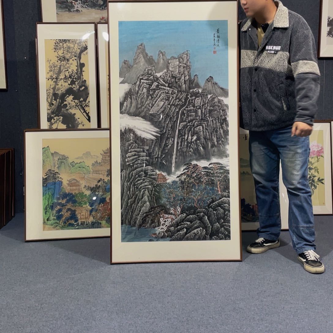 国画手绘作品带框