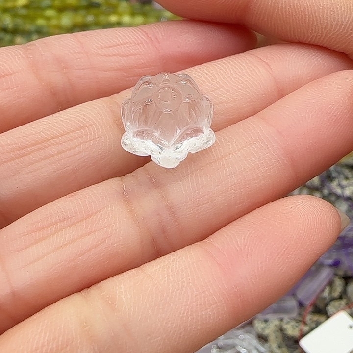 玛瑙/玉髓合金珠宝半成品白水晶莲花一颗