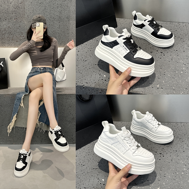 小白鞋女2025秋季新款百搭时尚真皮镂空透气休闲轻盈厚底运动板鞋