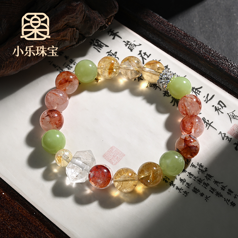 天然百搭胶花水晶多宝水晶女式手链多样性发一-11152