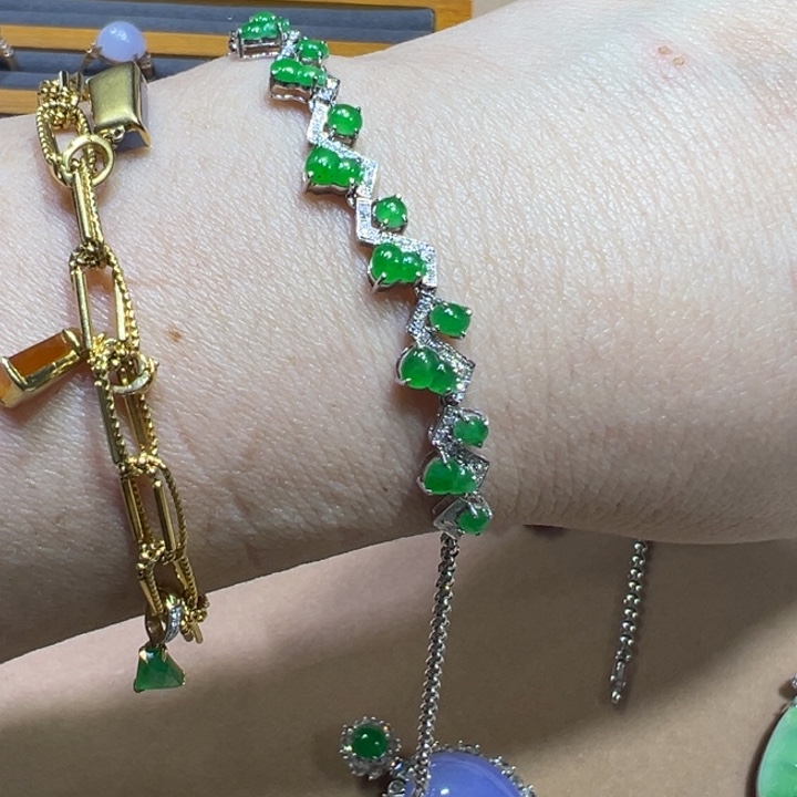 翡翠18K金镶嵌手链葫芦手链