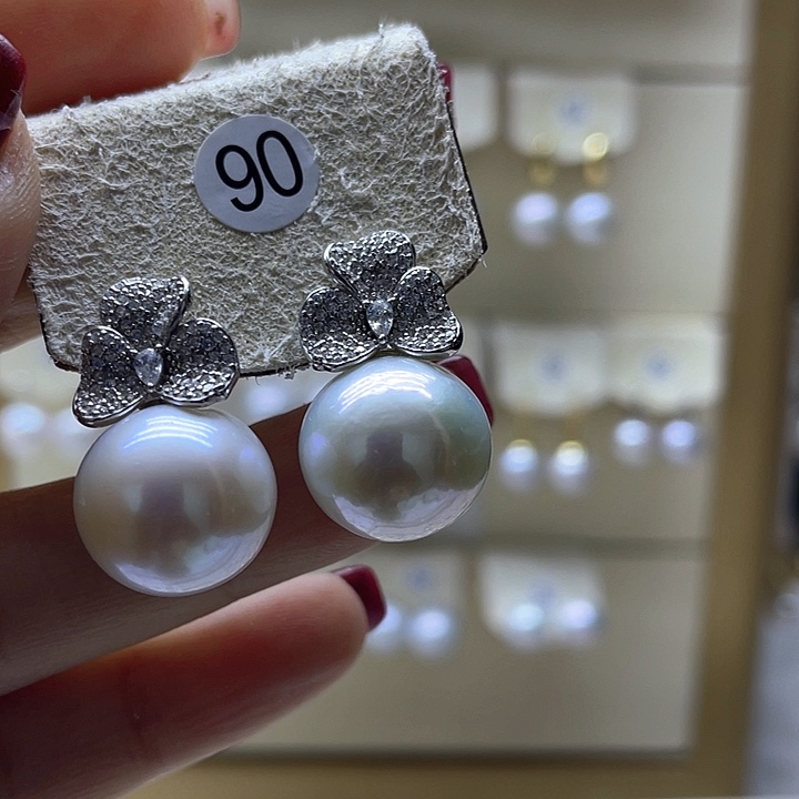 淡水珍珠耳饰银S925镶嵌