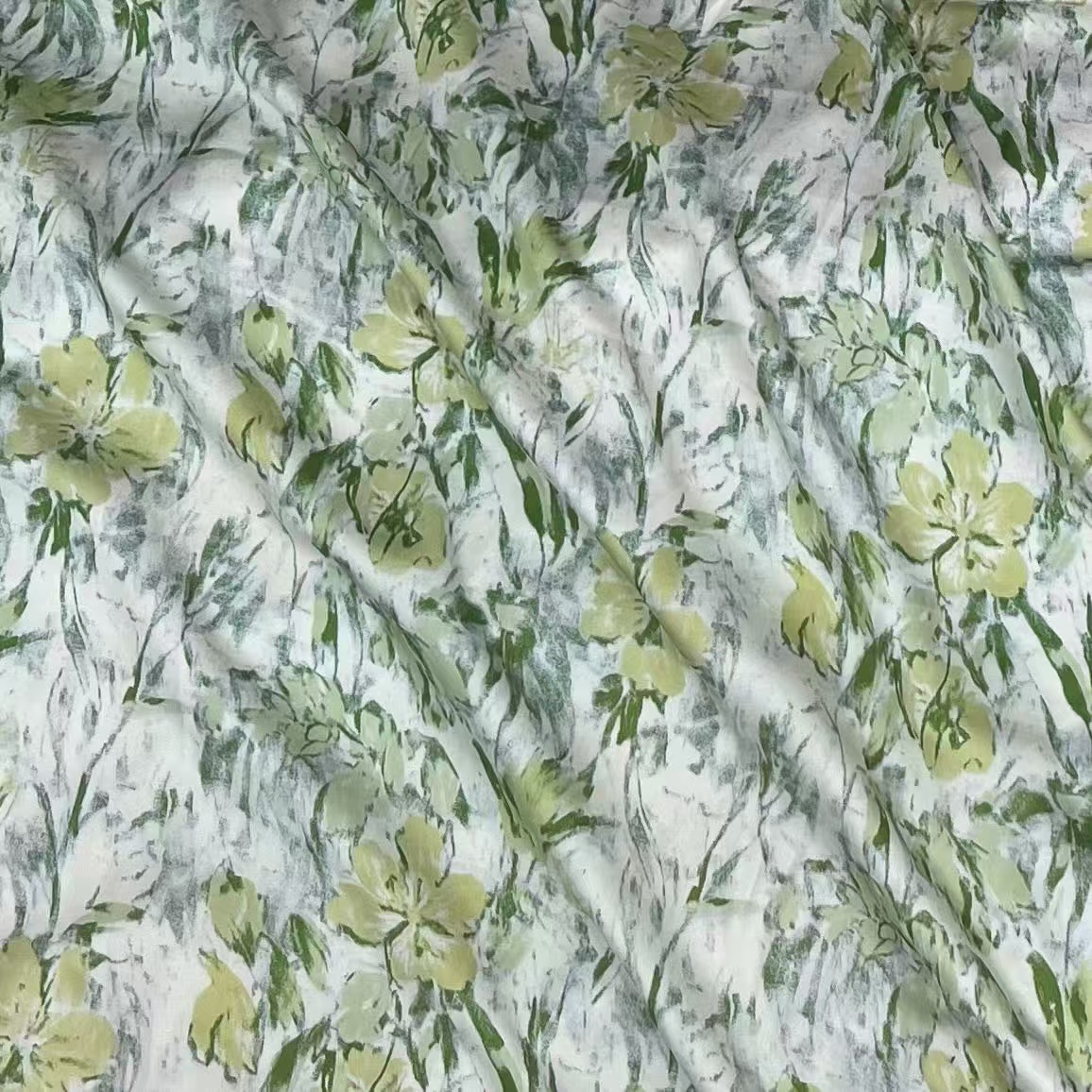 【绒兰】丝滑有光泽！丝光绫罗贡缎面料 109号  青枝绿叶