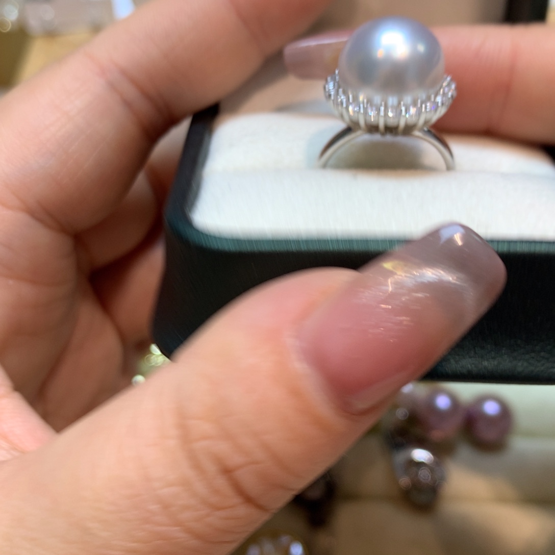海水珍珠戒指银S925镶嵌