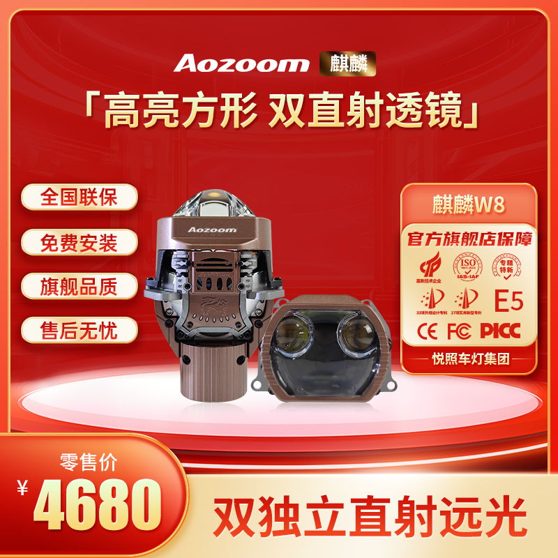Aozoom麒麟W8 透镜方形双直射LED透镜