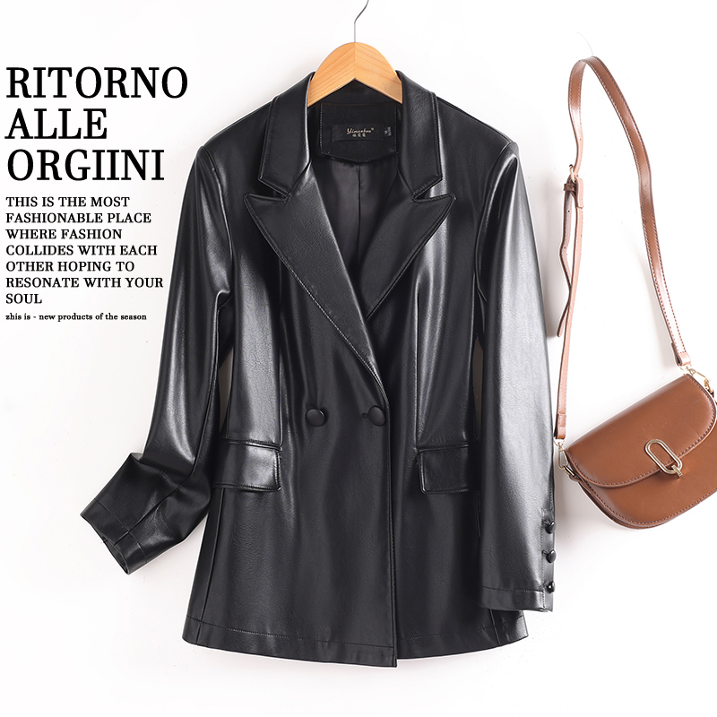 海宁真皮绵羊皮专属2025新款大码女士皮衣西服