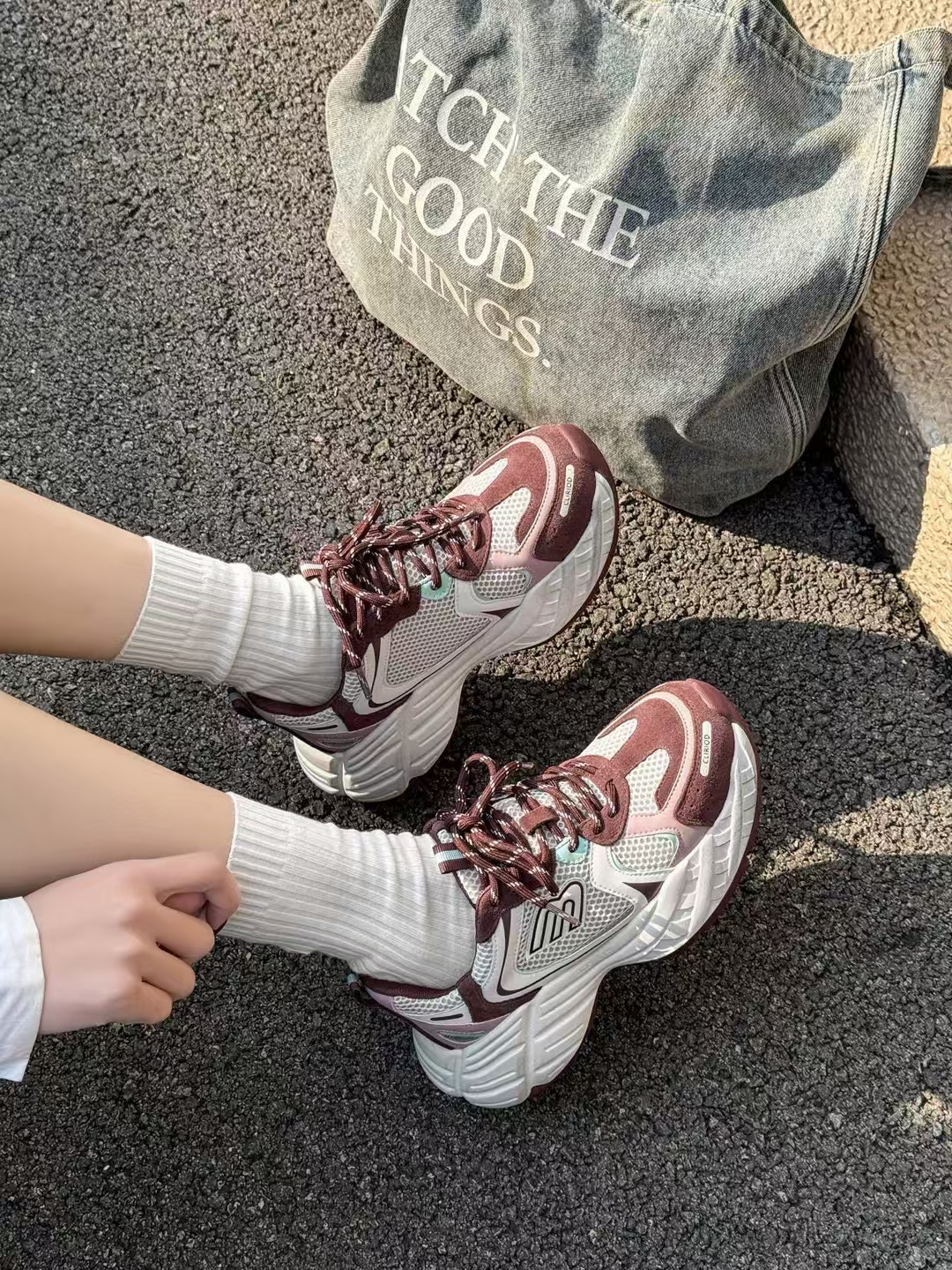 真皮港风厚底超火老爹鞋潮款2025新款春季百搭复古运动鞋