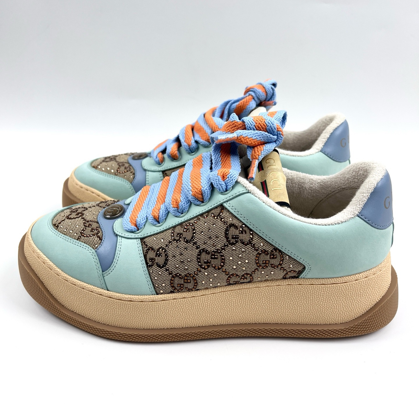 未使用 GUCCI/古驰 38码 冰淇淋配色满水钻小胖丁鞋 lm4300