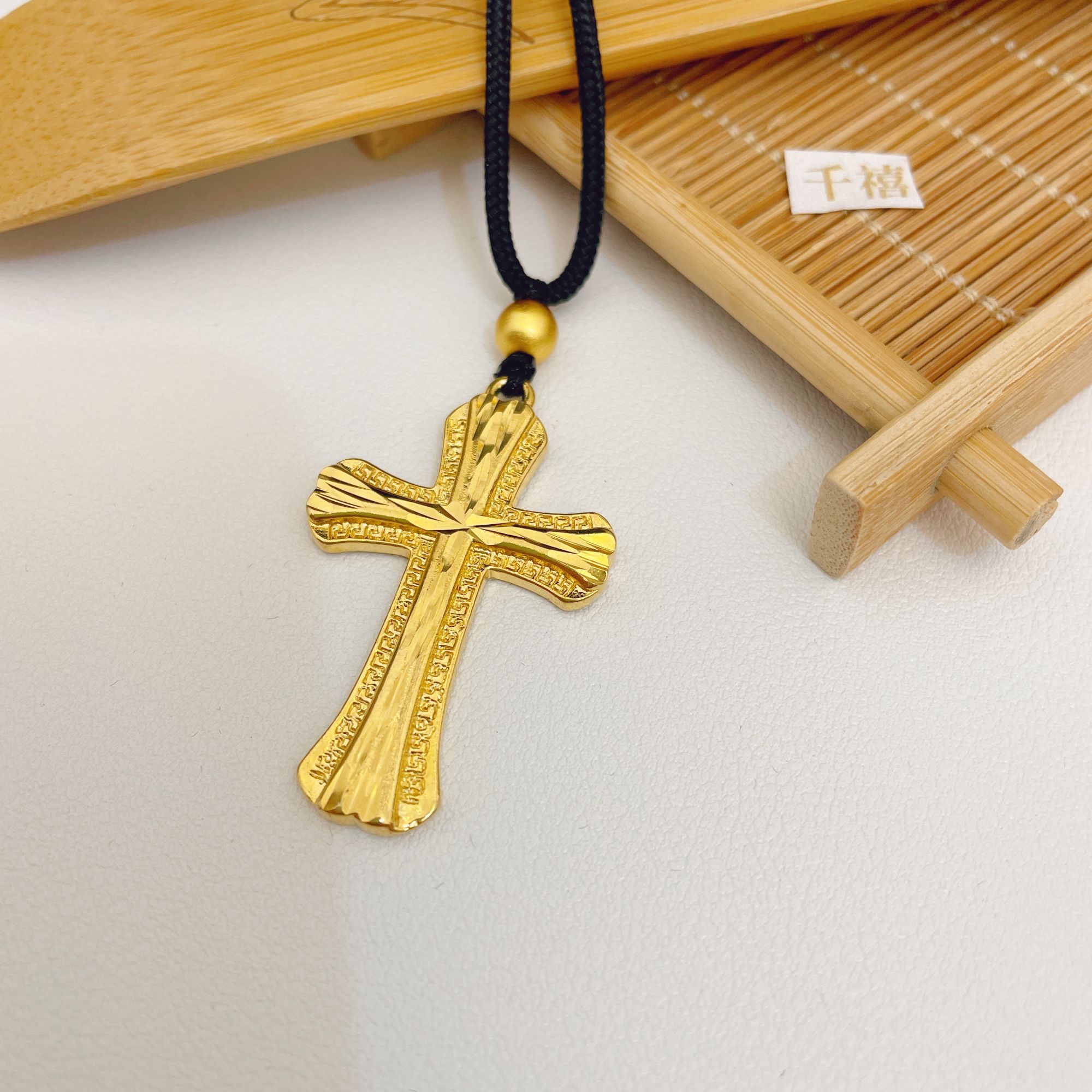 合金吊坠 古法精工切割亮面十字架吊坠