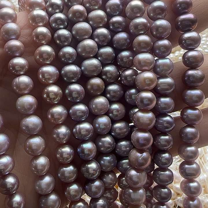 用***5未镶嵌淡水珍珠半成品黑紫色无核珍珠项链（拍三发一）