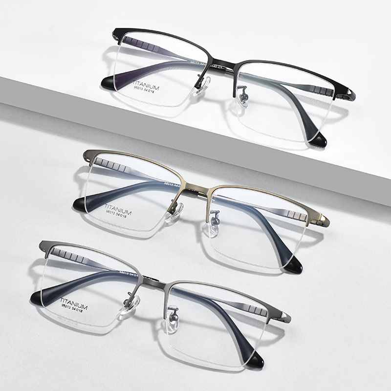 近视眼镜男纯钛半框大脸超轻镜框配有度数镜片防雾变色眼睛框架潮