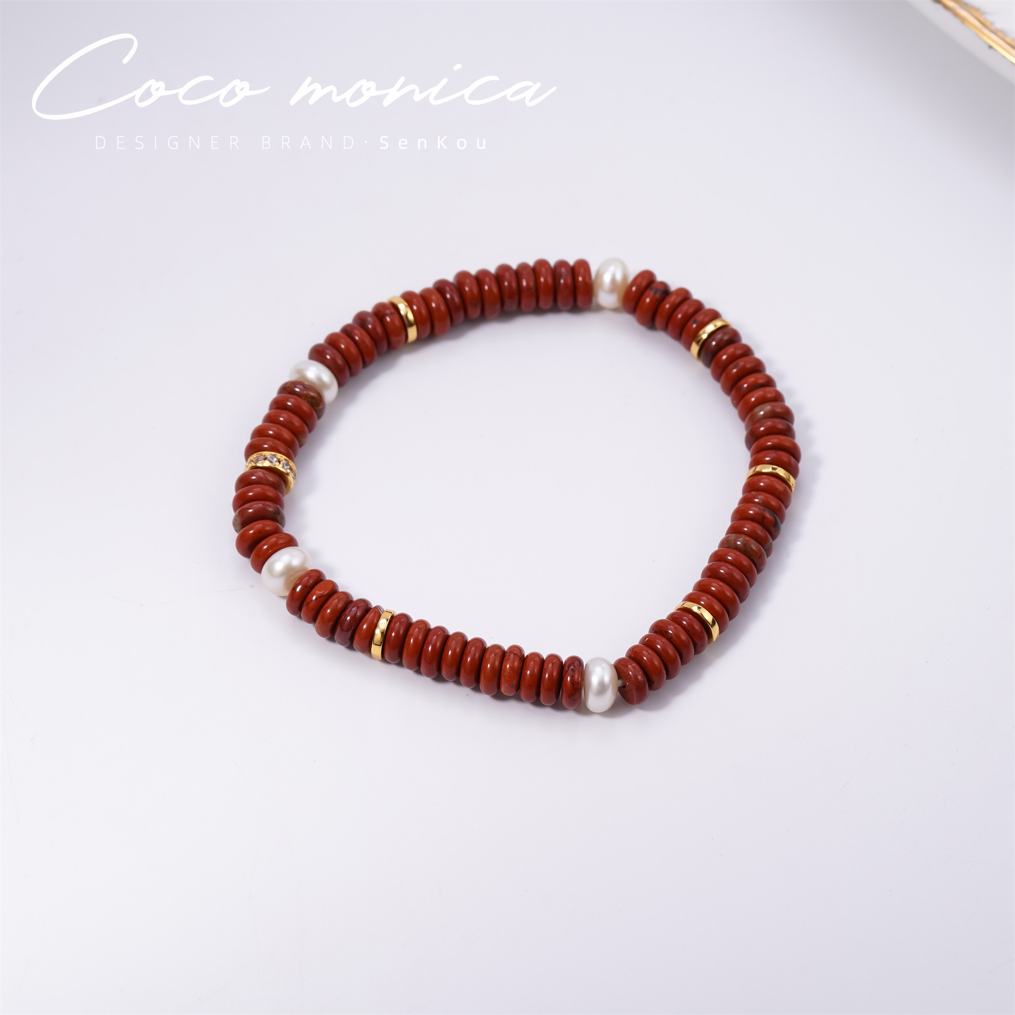 战国红玛瑙手链珍珠时尚复古简约镶嵌老型单圈 AE253