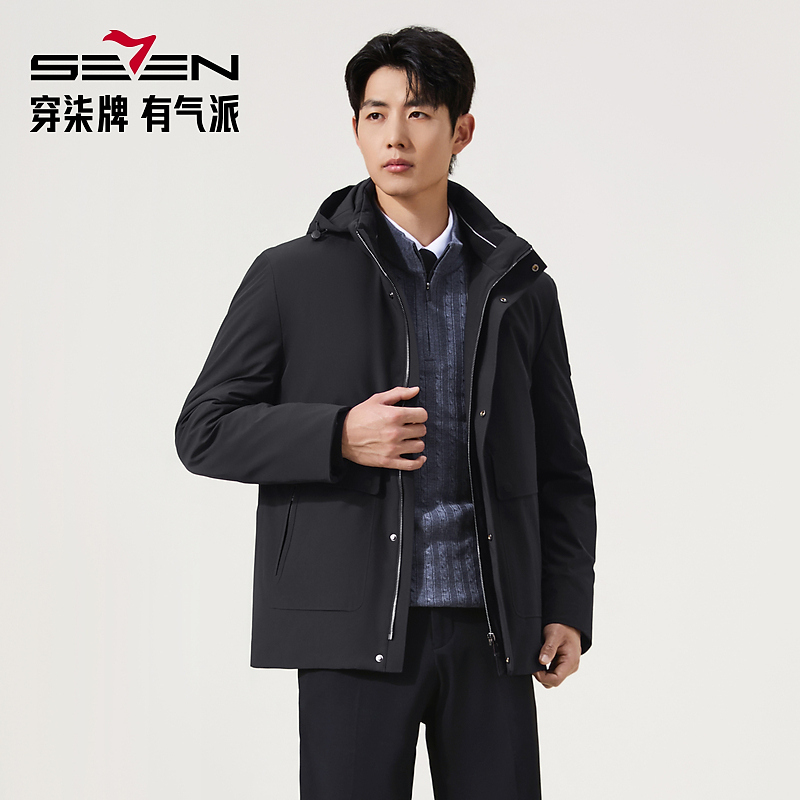 【可脱卸兔毛内胆】柒牌尼克服男士25冬季新款加厚休闲商务上衣外套