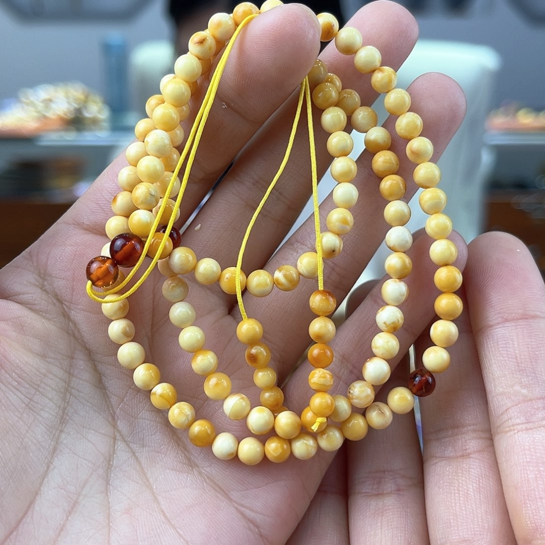 琥珀裸石未镶嵌蜜蜡链子