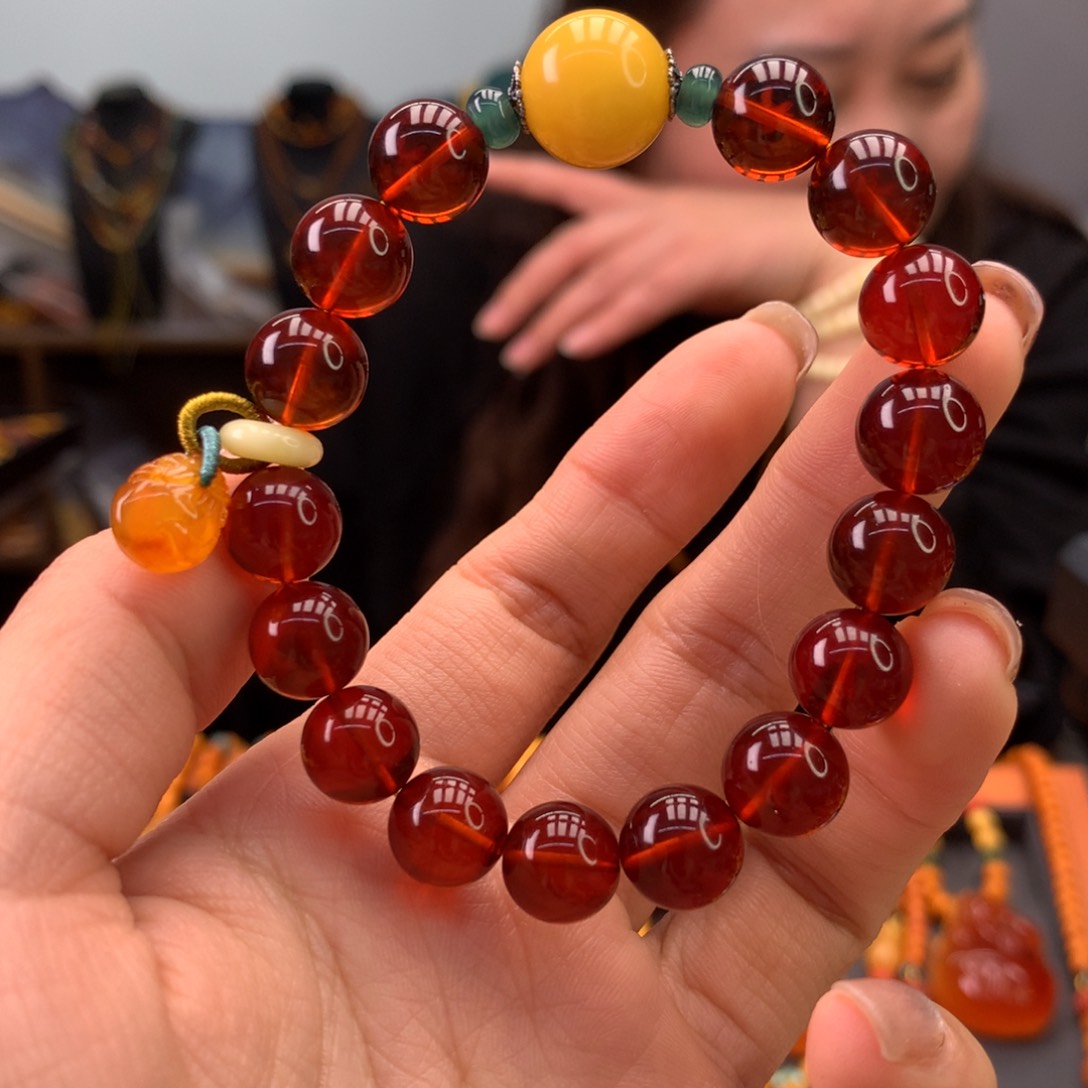 血珀手串未镶嵌天然