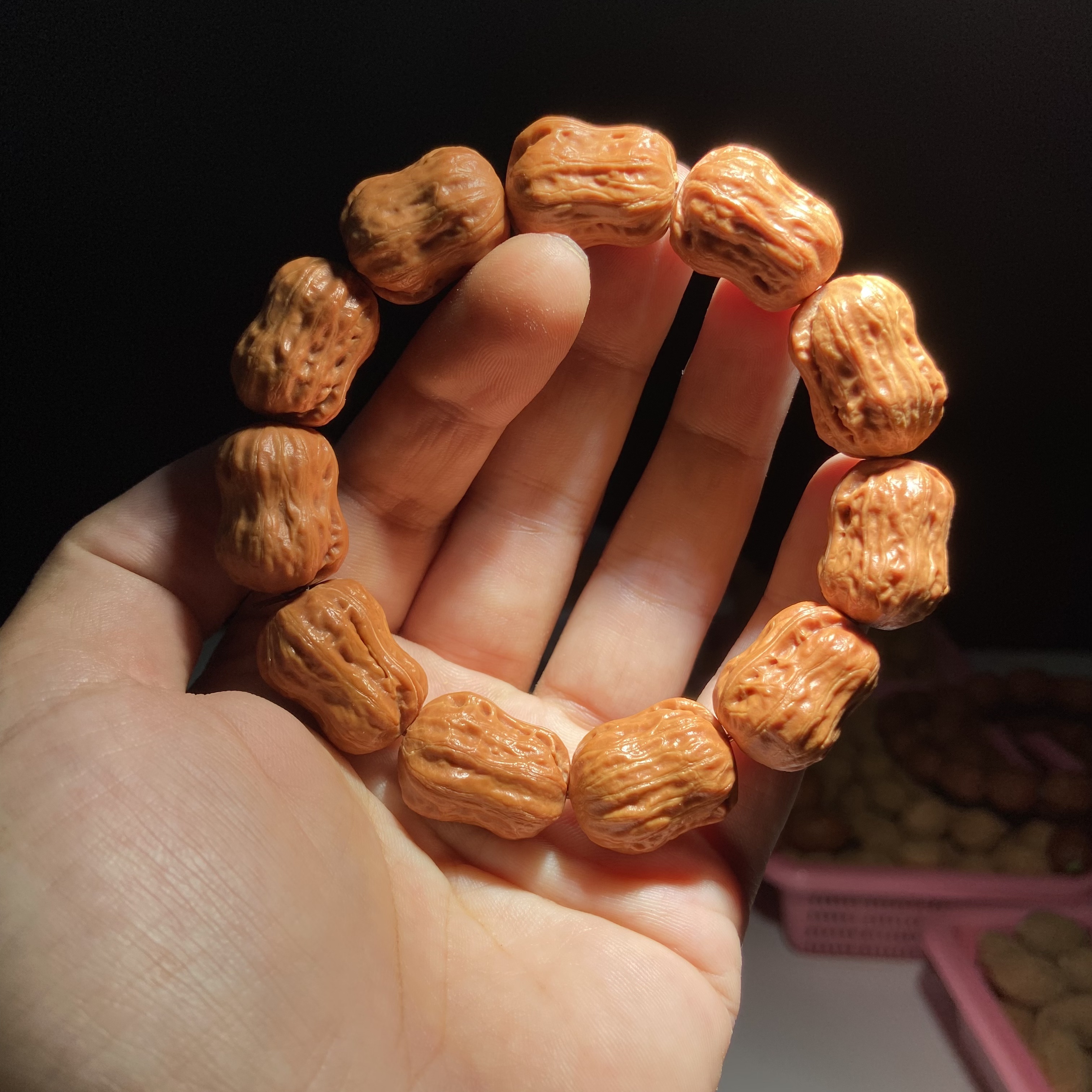 （单颗子价格）花生小核桃手串花生腰处有修属于正常