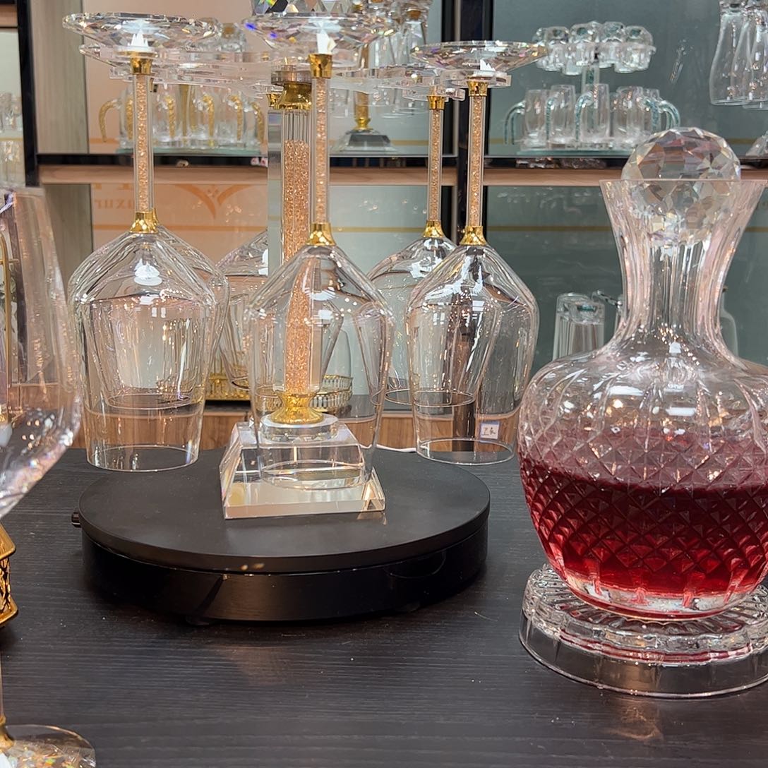 手柄款水晶玻璃蓝色红白啤三套