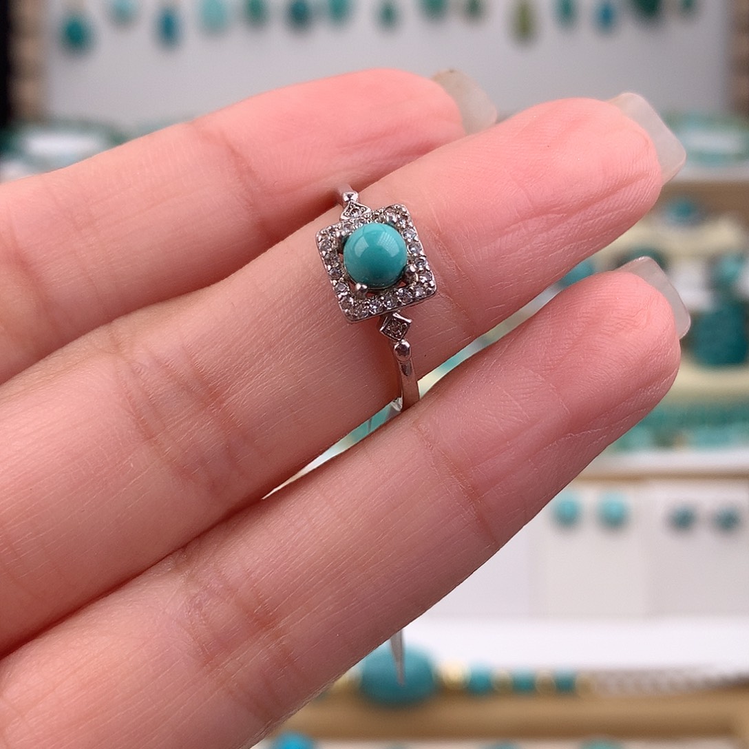 绿松石银S925镶嵌戒指